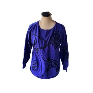 Chico's Sweater Sz. L - Purple, Retro 90s, Knit, Embroidery, Grannycore, Twee